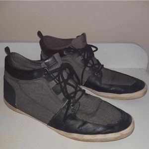 Aldo Men's High Top fabric/Leather Fashion Sneakers Shoes Black Lace Up Size 12